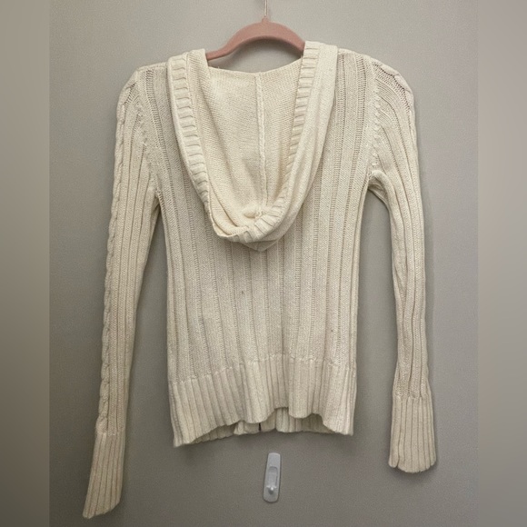 Aeropostale cream zip down sweater with hood. Size XS. - Picture 2 of 4